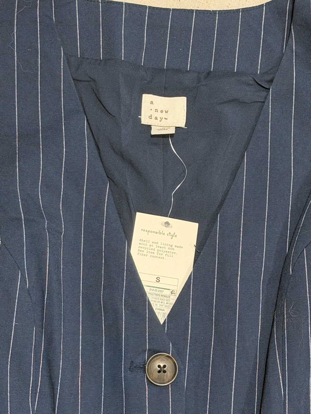 a new day Navy Pinstripe Button-Down Dress - Picture 2 of 4